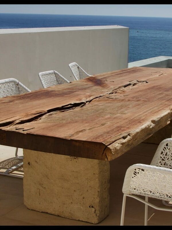 Large wooden dining tables on Mallorca